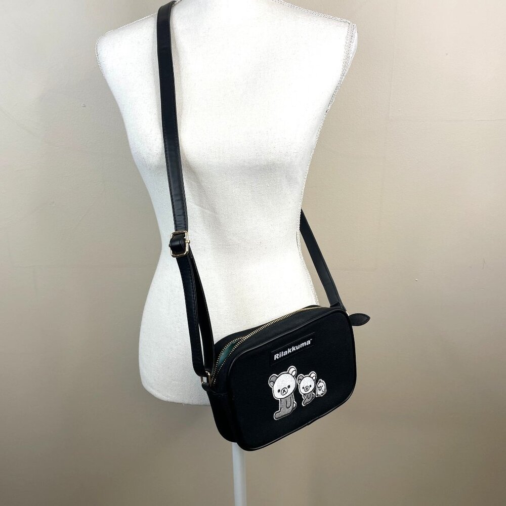 San-X‎ Rilakkuma Kuma Bear Crossbody Handbag Small Black Japanese Cartoon Teddy